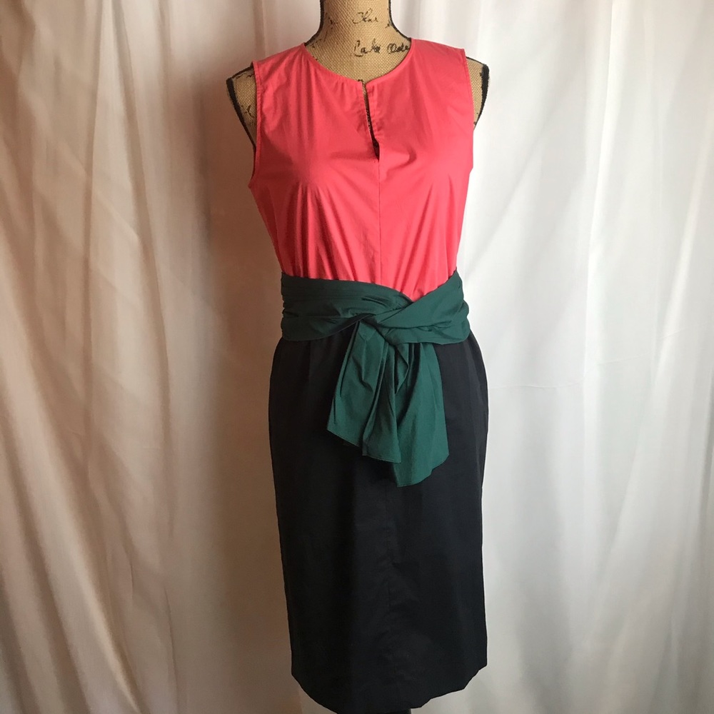 Paule Ka Color Block Sheath Dress FR40 US8 Black Pink Green Sleeveless